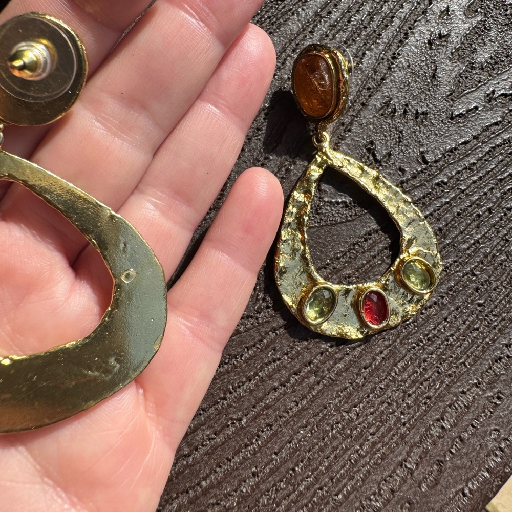 Radiant Citrine and Multicolor Gemstone Earrings - Picture 3 of 6